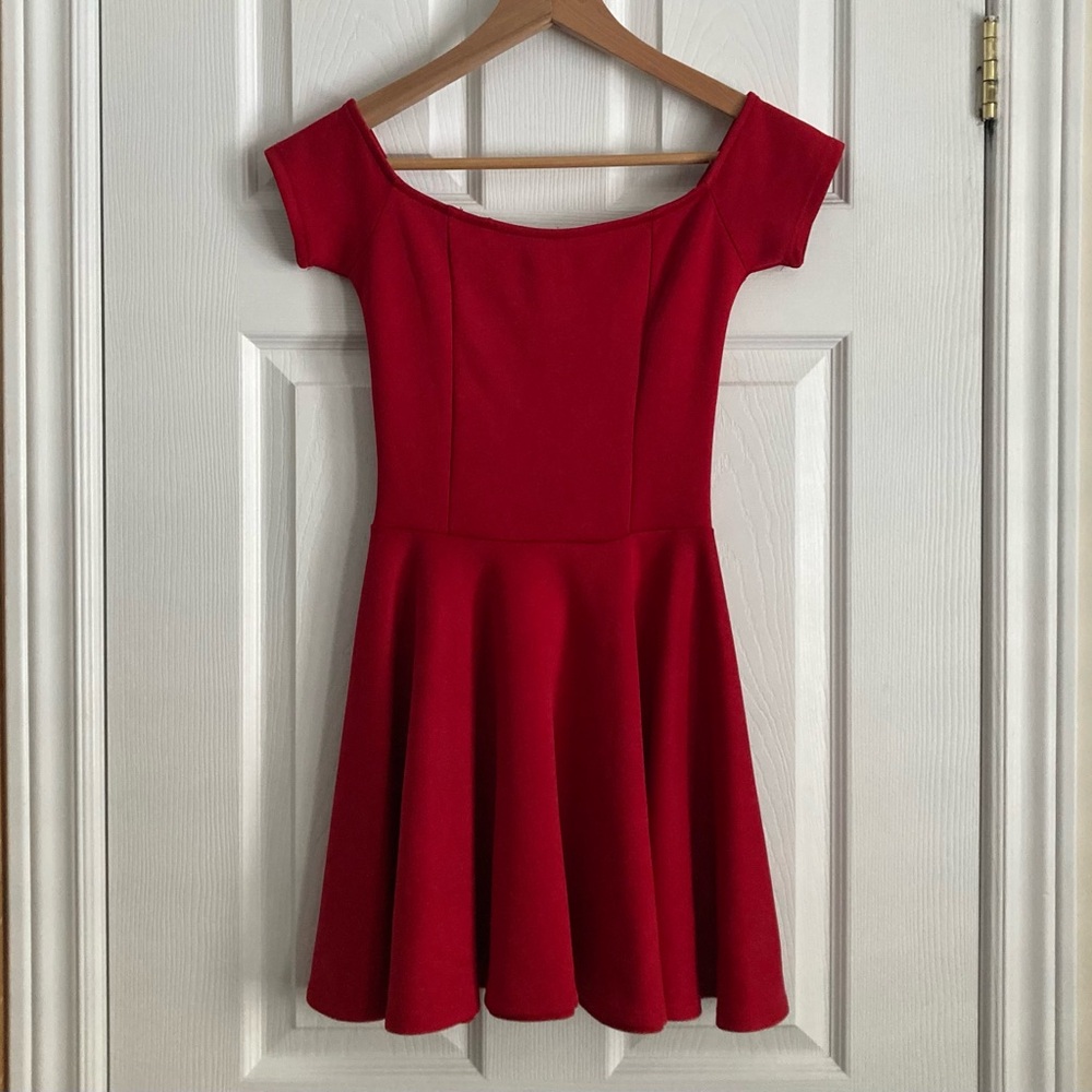 Red Off-Shoulder Minidress